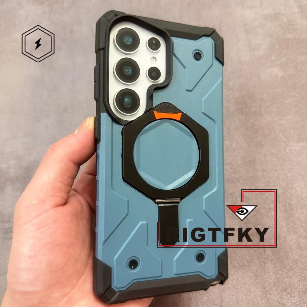 NY Militär Tålig Stötskyddande Telefonfodral för Samsung S26 Plus S25 S24 S23 Ultra Magnetisk Hållare Stöd Skyddande Fodral