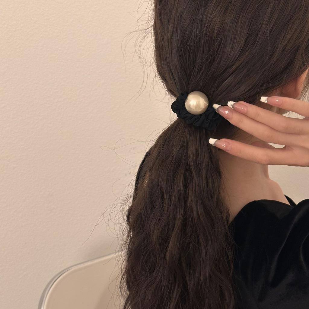 Big Pearl Large Intestine Hair Band, Simple Hair Tie, Girls' High School Elastic and Durable Rubber Band, Girls' Hair Bun
