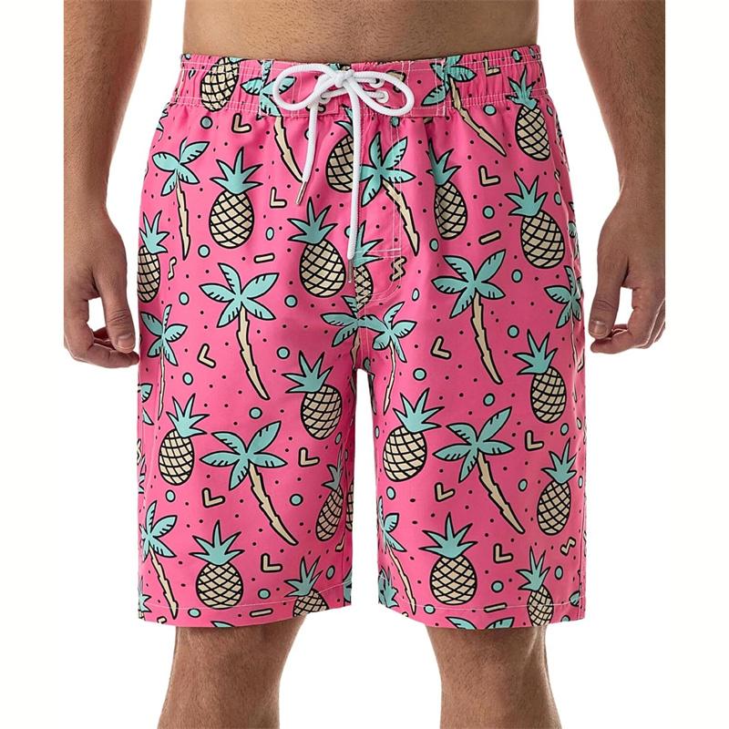 Summer New 3d Printed Flower Beach Shorts Men Tropical Plants Graphic Swimming Trunks Surf Board Shorts With Drawstring