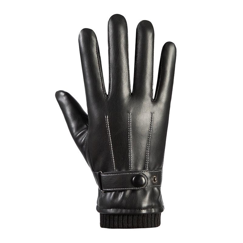 Men's Winter Waterproof Leather Gloves: Fleece-Lined, Windproof, Touchscreen-Compatible for Riding