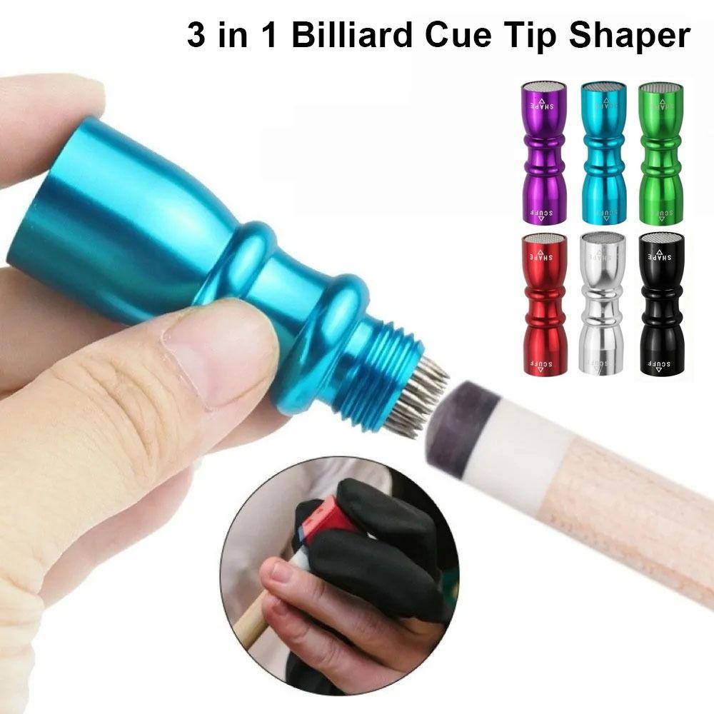 Colorful Cue Tip Shaper 3 in 1 Shaper Aerator Tapper Colorful Tip Trim Tool Billiard Accessories