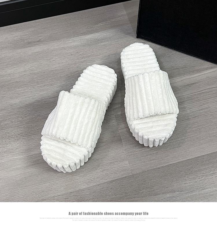 Fashion Woman Furry Ladies Faux Fur Luxury Fluffy Plush Slipper House Soft Fuzzy Girl Platform Indoor Flat Casual Sabot Round Toe Winter