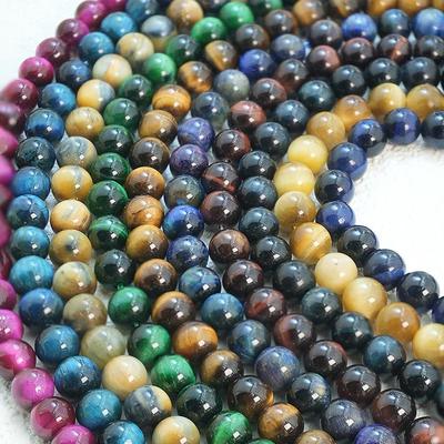 "Grade A Colored Tiger Eye Stone Round Beads for Handmade DIY Jewelry - Braided Bracelet & Necklace"