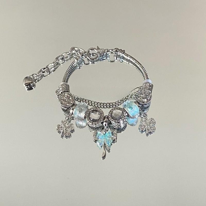 Ladies Bracelet With Electroplated Butterfly Bow And Lucky Clover Design For Summer