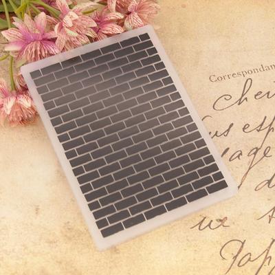 Kendin Yap Kabartma El Sanatları Yapımı için 3D Kabartmalı Klasör Tuğla Duvar Desenli Arka Plan Tebrik Kartı Scrapbooking Plastik Şablon El Sanatları Kart Yapımı