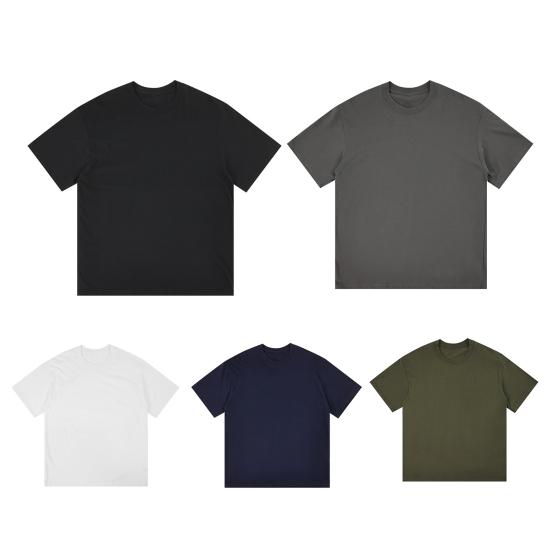 Unisex Plain Color T-Shirt Short Sleeve Crew Neck Cotton Summer Tee Loose Fit Casual T-shirt for Men Women Sports Street Wear