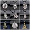17 stilar Buddha-staty Hänge Halsband Svart Läderkedja Halsband Fabrikspris Handgjorda Smycken