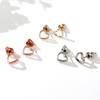 Silver Plated Open Heart Stud Earrings, Minimalist Hollow Love Shape Studs for Women