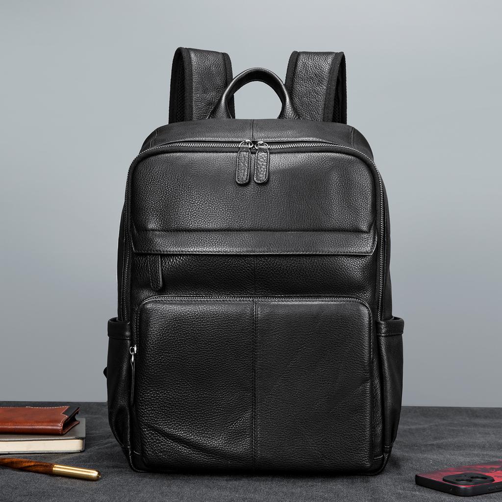 Genuine Leather Large-capacity Fashionable Double-shoulder Backpack for Business Commuting and Multi-functional Use