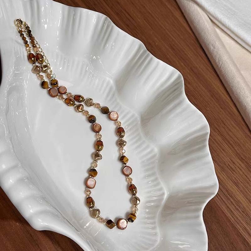 Natural Stone Freshwater Pearl Necklaces For Women Fashion Sexy Green Water Droplet Pendant Collarbone Chain Jewelry Gifts