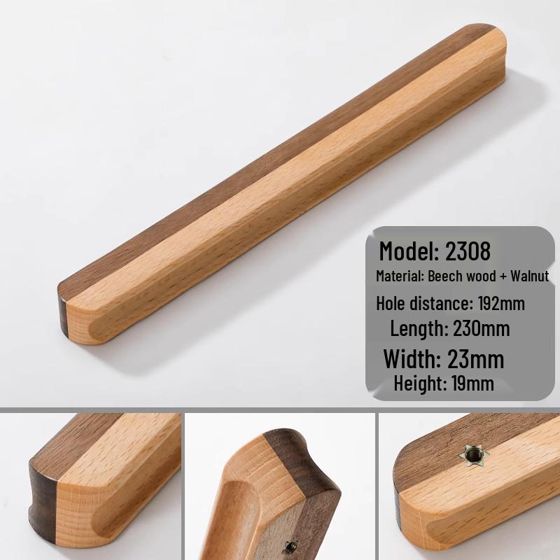 I-Shaped Solid Wood Cabinet Handle - Minimalist Japanese Design for Drawers and Wardrobes