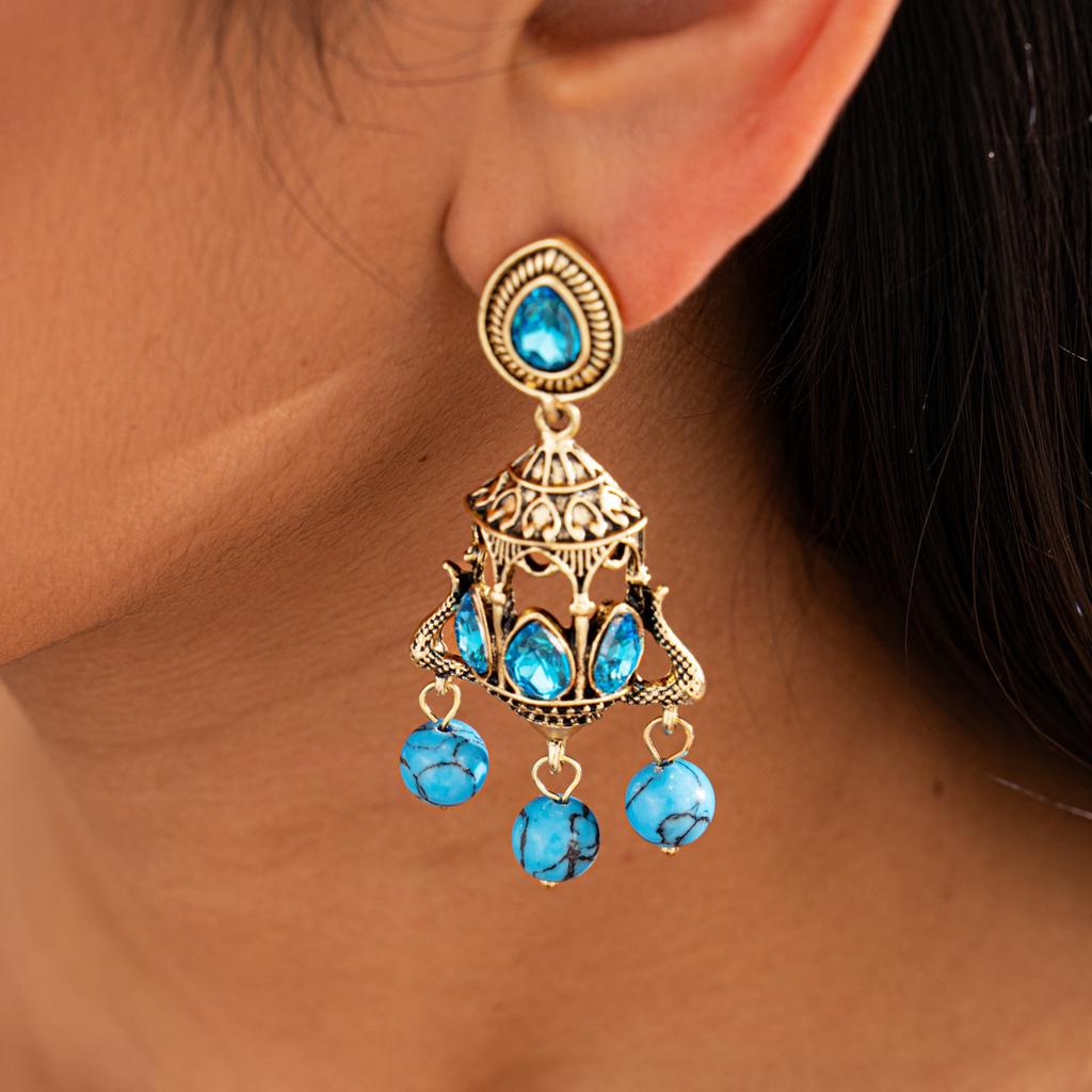 Zircon Chandelier Tassel Earrings Palace Style Retro Earrings