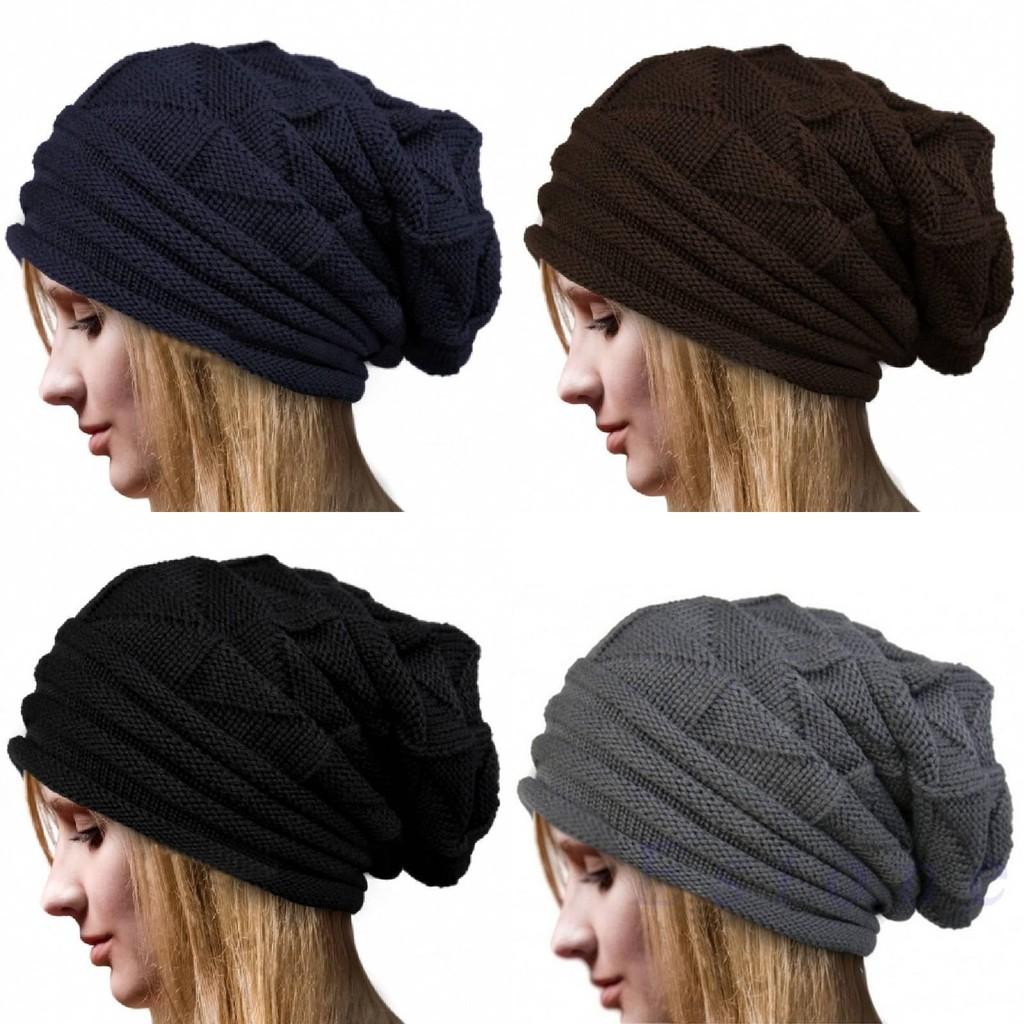 Women's Retro Pleated Edge Pullover Hat Cozy Knitted Beanie For Winter Sports