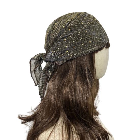 Sequin Headscarf, Multi-Purpose Turban Headband Square Scarf, Adjustable Strap Bohemian Style Head Wrap for Travel Vacation