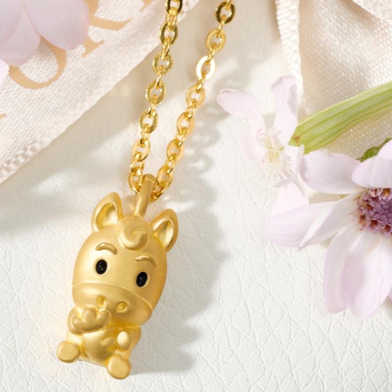 Porti Solid Gold 24k 1.875g Horse Zodiac Necklace