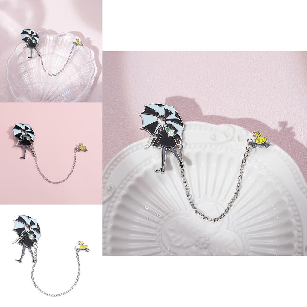 Umbrella Adorable Girl Brooch With Vibrant Colors For Fashionable Metal Lovers Pin