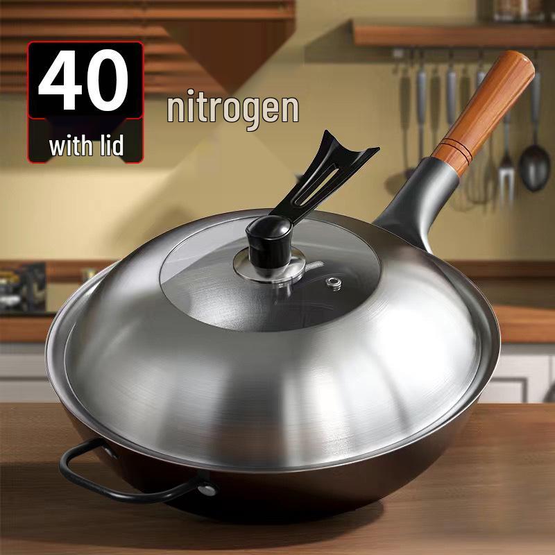Zhangqiu Traditional Non-stick Cast Iron Wok - Coating-Free Stir-fry Pan for Home and Commercial Gas Stoves