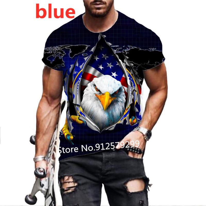 

2026 Summer American Flag Eagle 3D Print T Shirt Men s O Neck Short Sleeve Animal Funny S