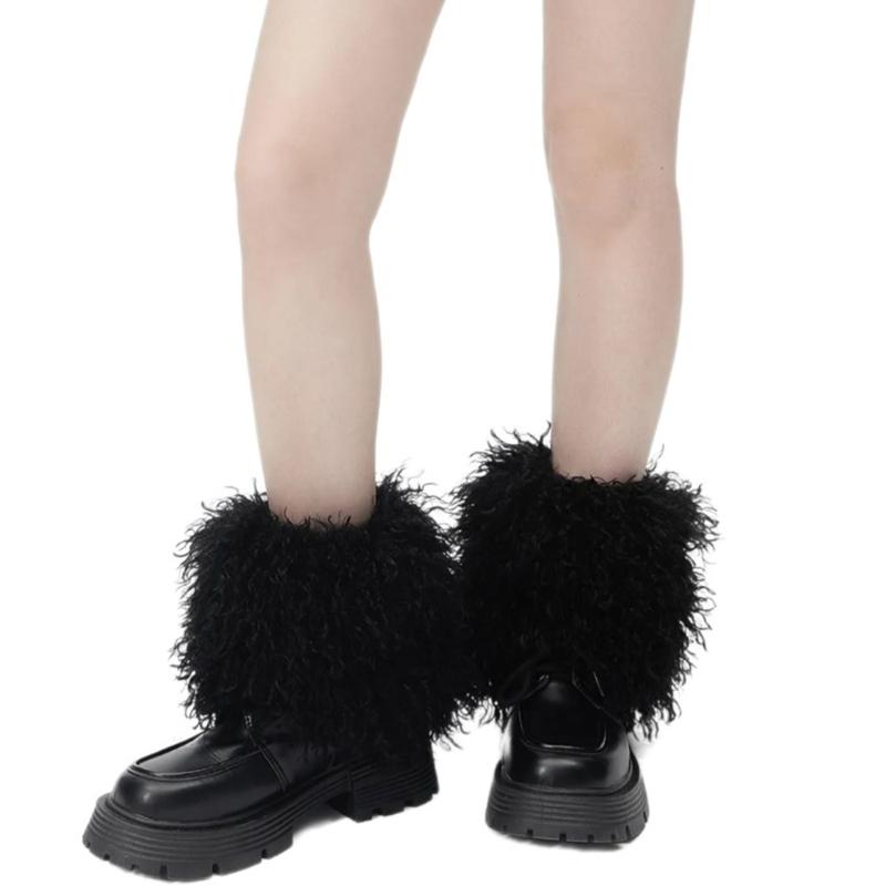 Solid Color Plush Leg Warmers for Women Fuzzy Furry Winter Warm Boot Toppers Leg Covers for Halloween Carnivals Costumes