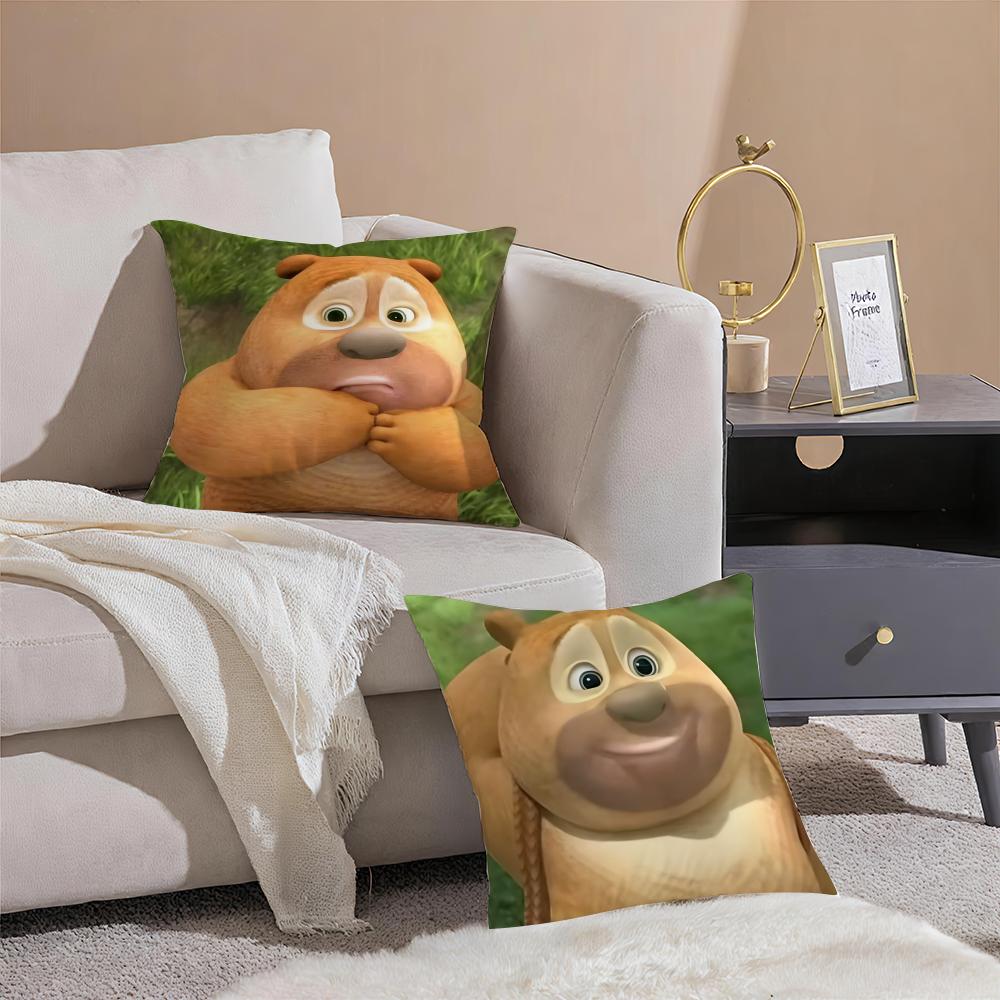Cartoon BBoonie BBears Cushion Cover Pillowcase Short Plush Invisible zipper Room Sofa Cushion Cover