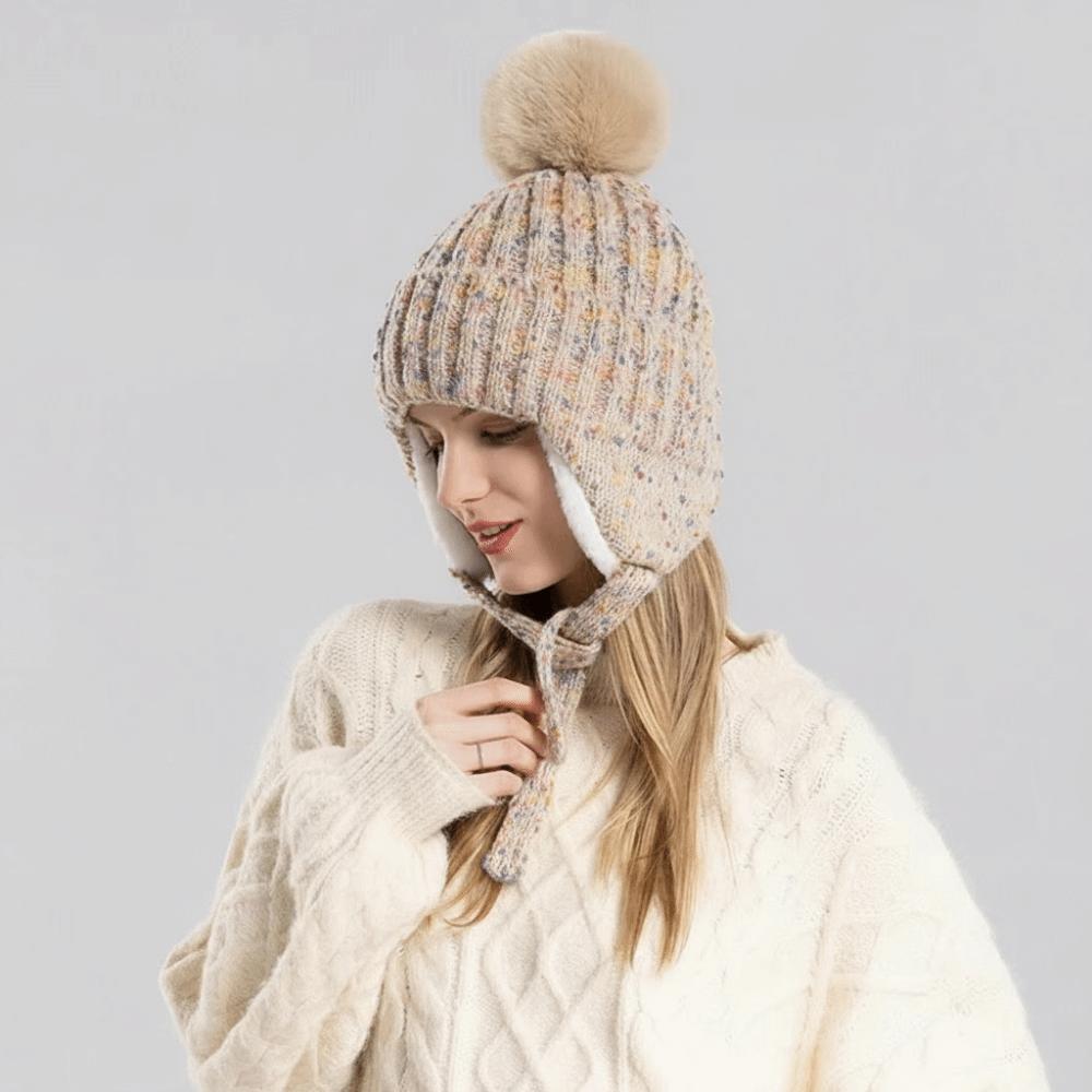 Windproof Knitted Cycling Hat Thickened Cold Proof Hat Warm Winter Knit Cap for Women Girls