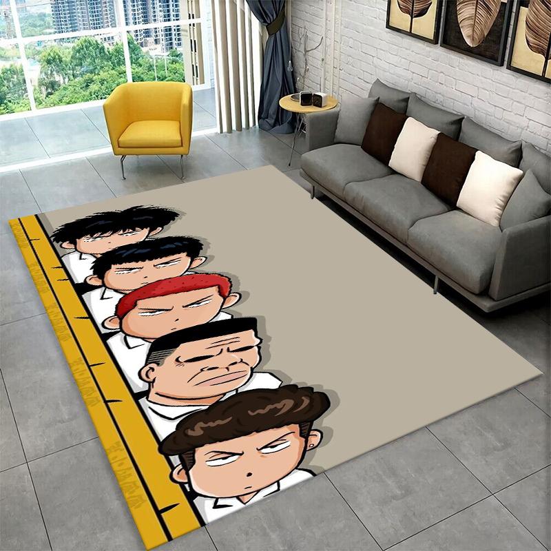 Retro Slam Dunk Basketball Anime Cartoon Carpet Rug for Bedroom Living Room Sofa Playroom Doormat Home Decor,Area Rug Non-slip