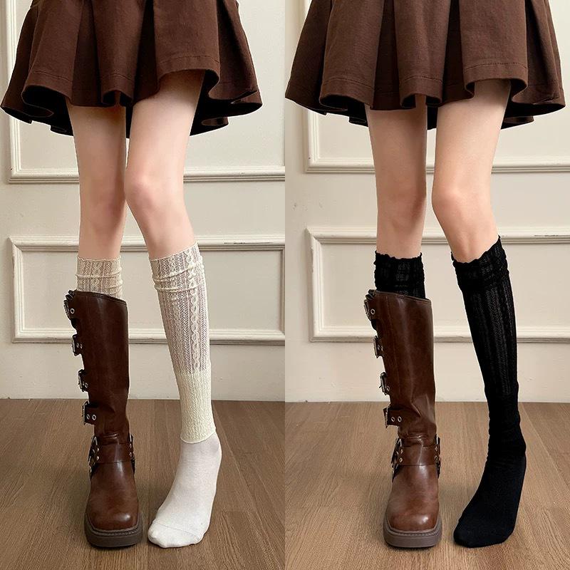 Women's White Lace Stacked Leg Warmers for Layering with Long Boots