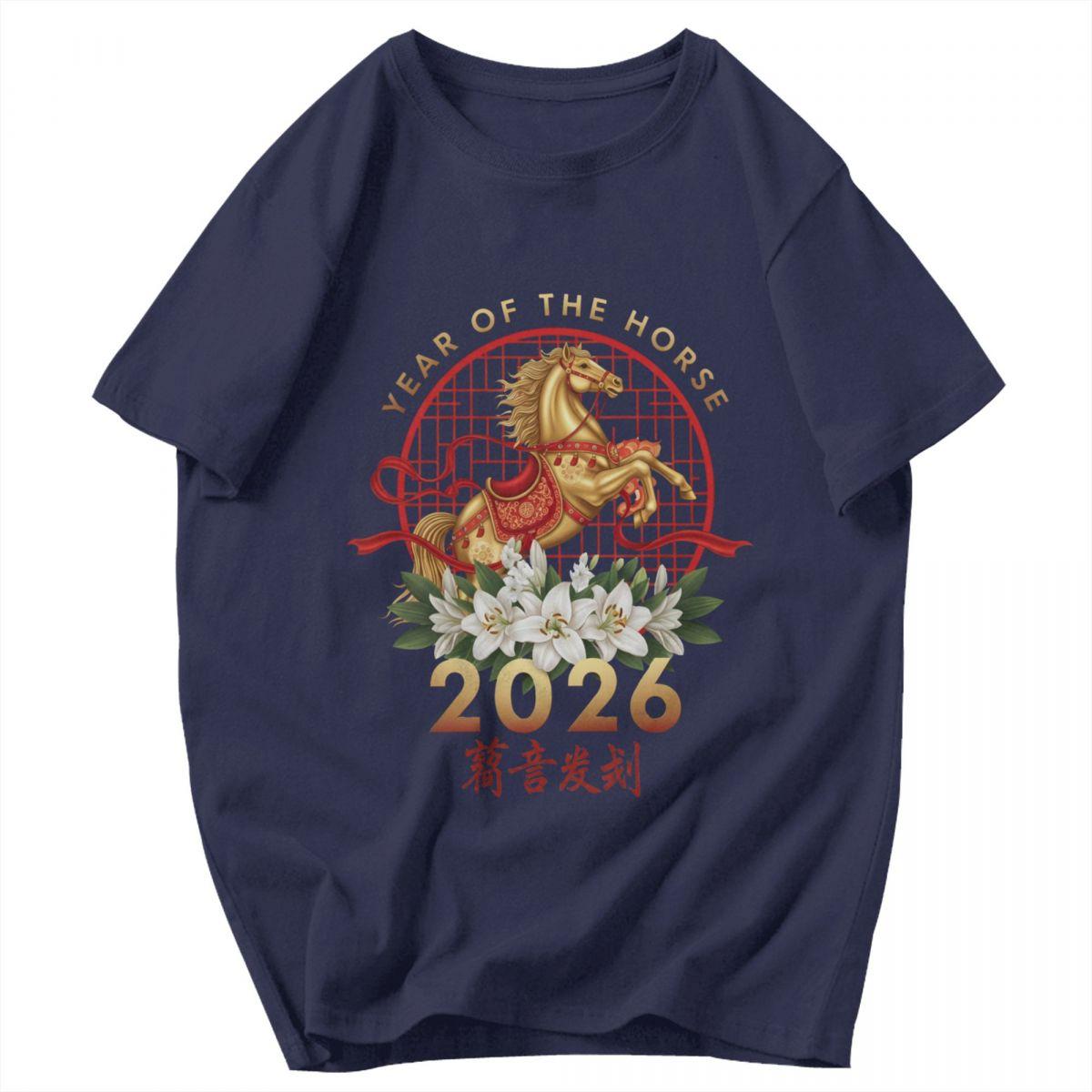 

Men T Shirt 2026 Fire Horse Chinese New Year Horse Awesome Pops Y2K Graphic Crewneck Unisex Tops T Shirts 4XL