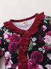 Romper Jumpsuit Baby Rose Print Floral Headband Ruffle Set 7693 Black 74 [Misia Luxury] 2-Piece (6-9 Months)