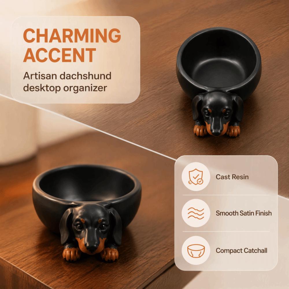 Minimalist Style Dachshund Storage Tray 3D Printed Sausage Dog Planter Bathroom