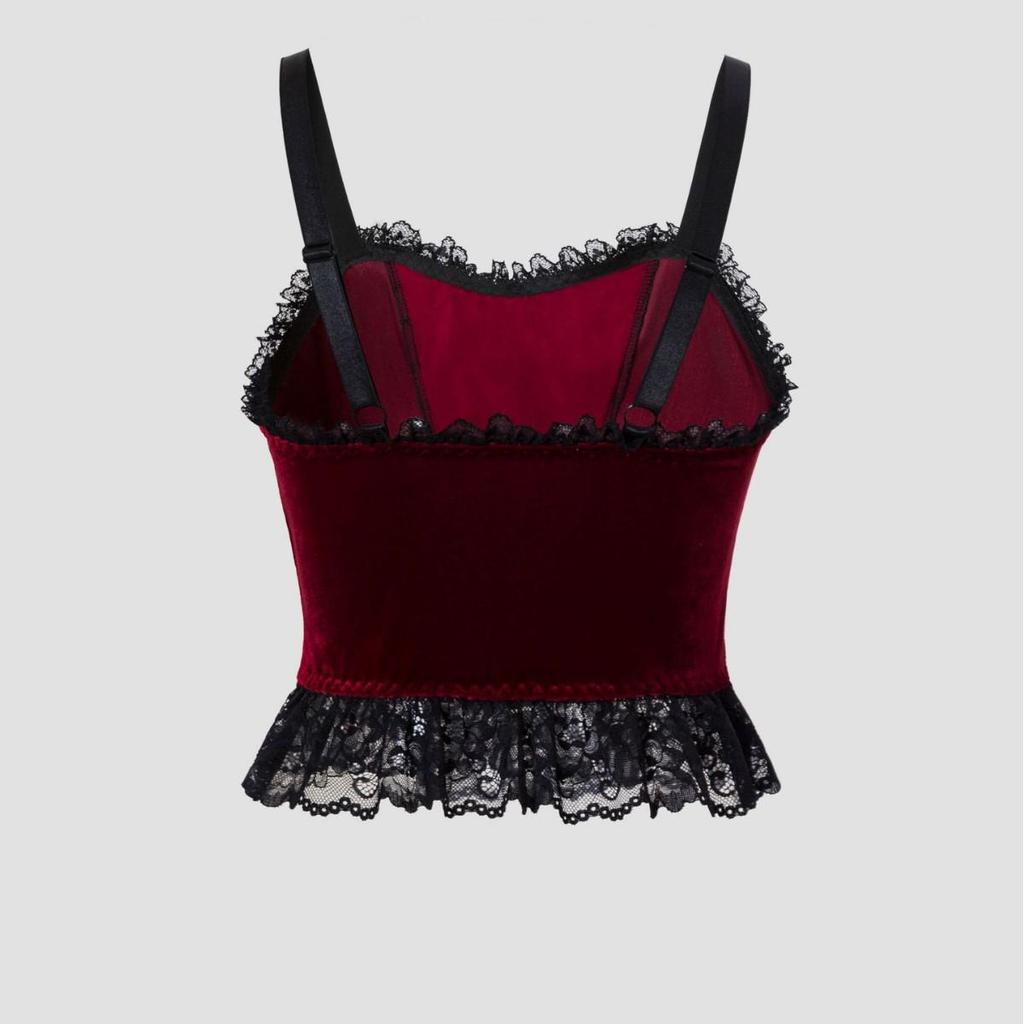 Velvet Lace-up Gothic Corset Camisole - Halloween Style