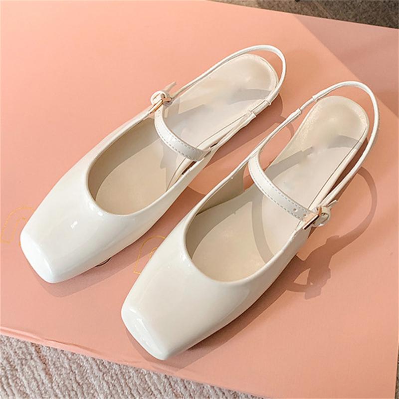 Fashion Eilyken High Quality Patent Leather Square Toe Women Pumps Sandals Fashion Buckle Strap Casual Party Low Heels Female Shoes