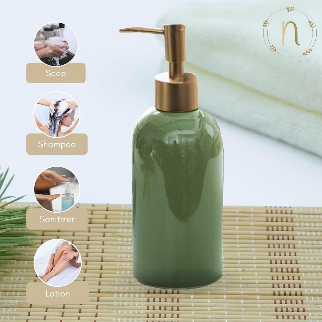 Ceramic Liquid Soap Dispenser for Bathroom (420 Ml) - Handwash Dispneser Bottle with Pump for Kitchen - Liquid Soap Dispenser for Wash Basin
