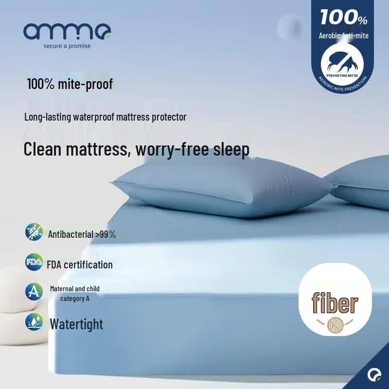 Anmino Waterproof Anti-Mite Fitted Sheet Mattress Protector 150cm x 200cm