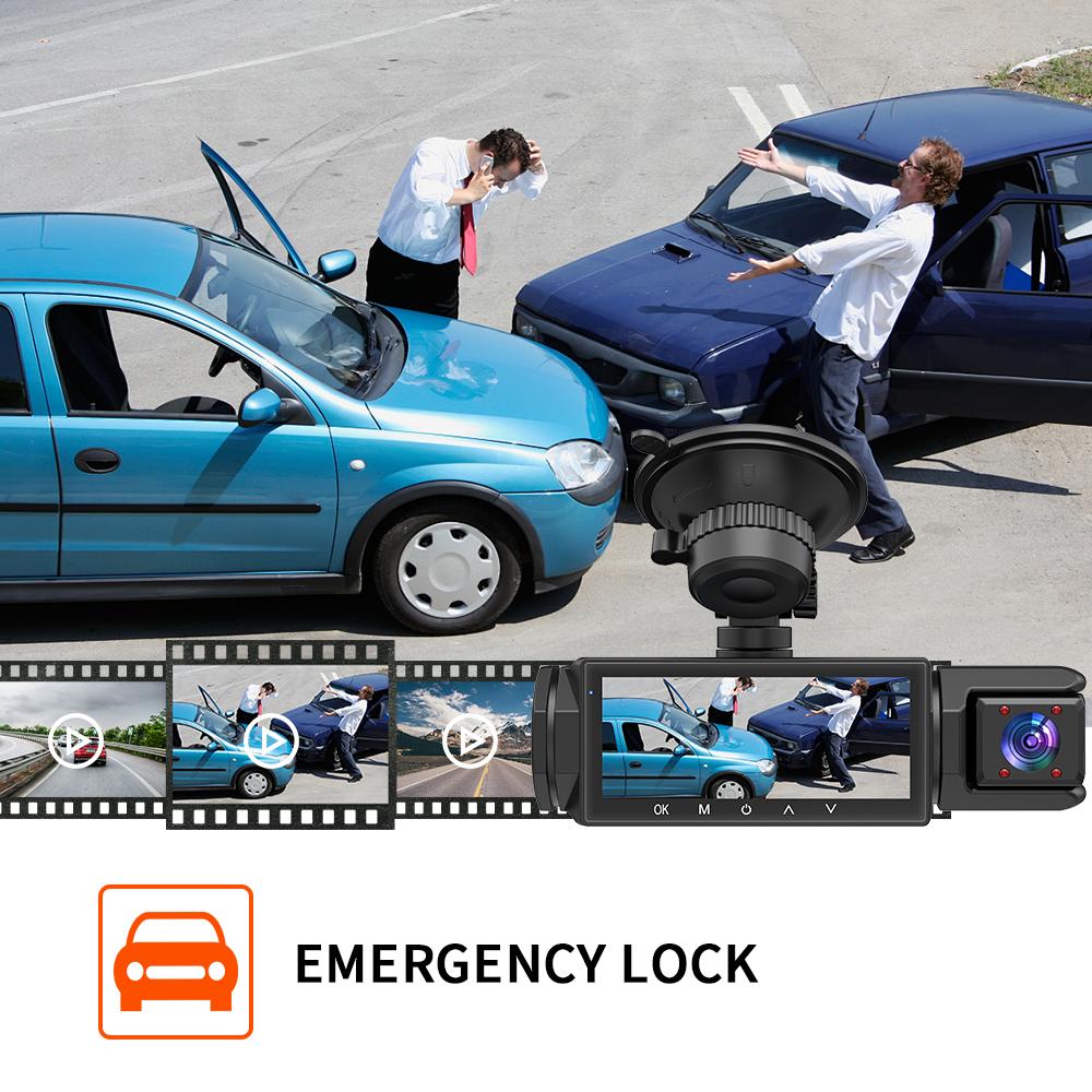 Dash Cam 3 Channel Car Black Box WiFi DVR HD 1080P Video Front Built-in and Rear Camera W/IR Night Vision Car Accessories