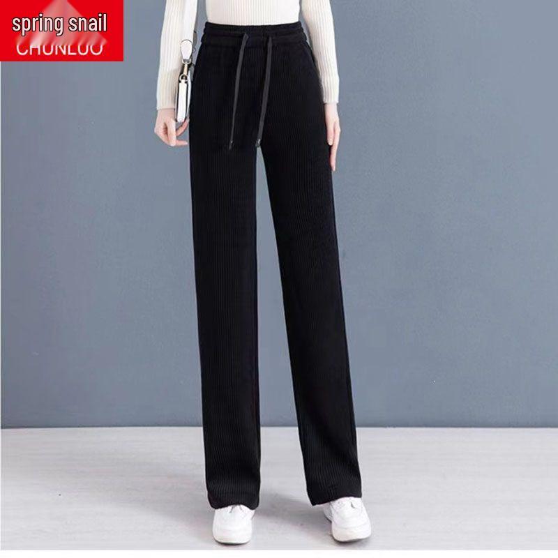 Damen Cord-Fließende Weitbeinige Hose - Große Größen, Einfarbige, Frühling/Herbst