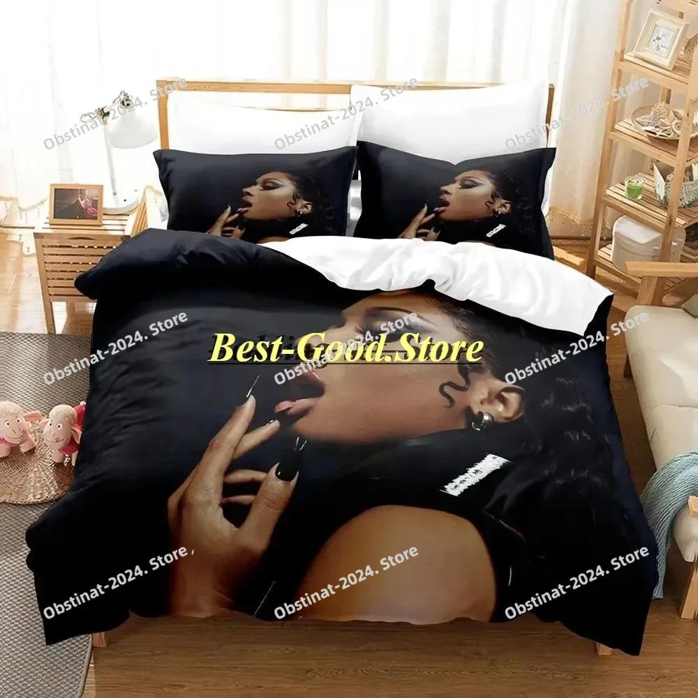 Megan The Stalion Bettwäsche-Set Einzelbett Doppelbett Druck Mit Kissenbezug Bett Weiche Bettdecke Weiche Einzel-Doppel-Queen Super King-Size Abmessungen Abmessungen