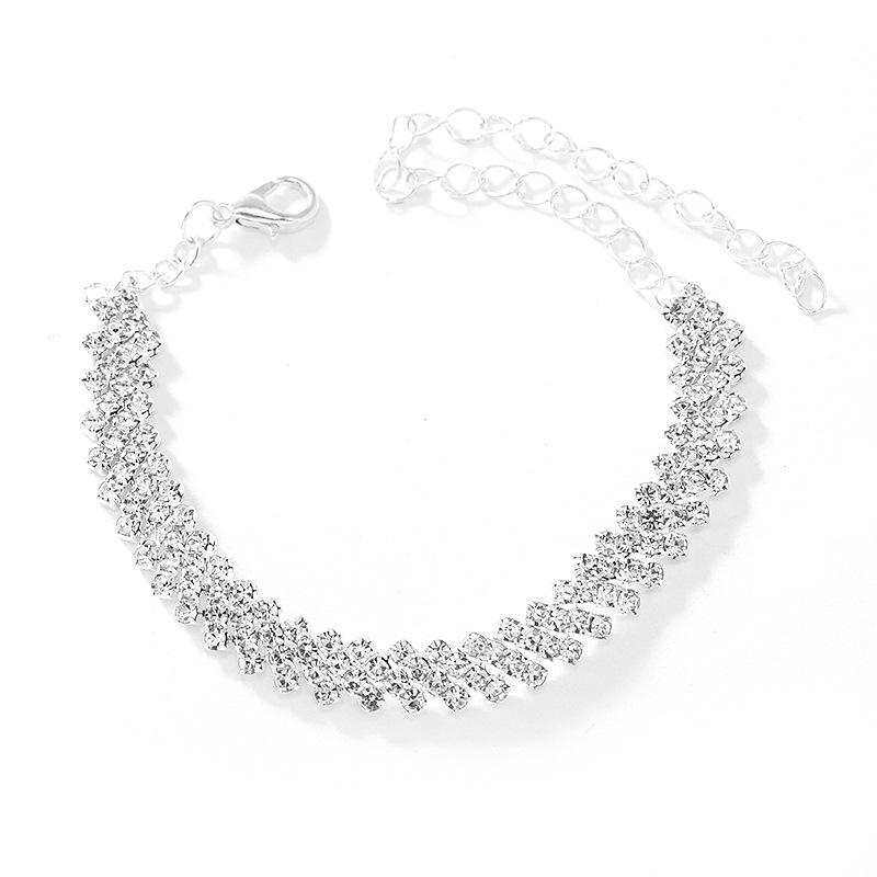 Elegant Rhombus Full Diamond Minimalist Bracelet with Trendy Personality and Light Luxury Design