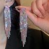 Elegant Rhinestone Tassel Sterling Silver Earrings - Colorful, Individual, Luxurious, High-End Design for Women
