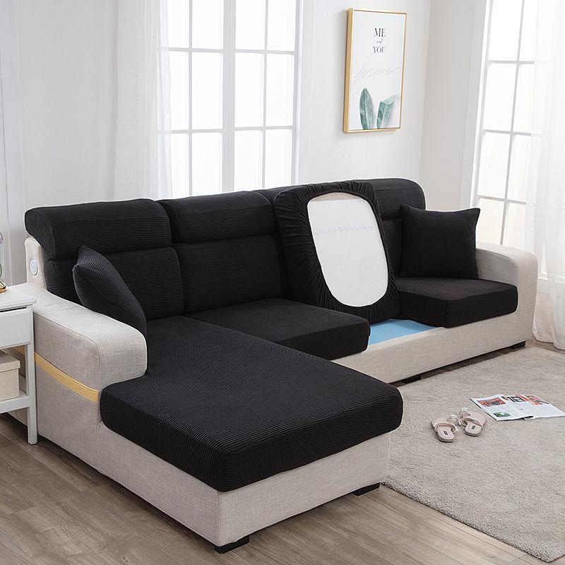 Capa de Assento de Sofá Espessada Capa Protetora para Móveis de Sala Almofada de Assento Elástica Cor Sólida à Prova de Poeira Toalha de Sofá 1234 Assento