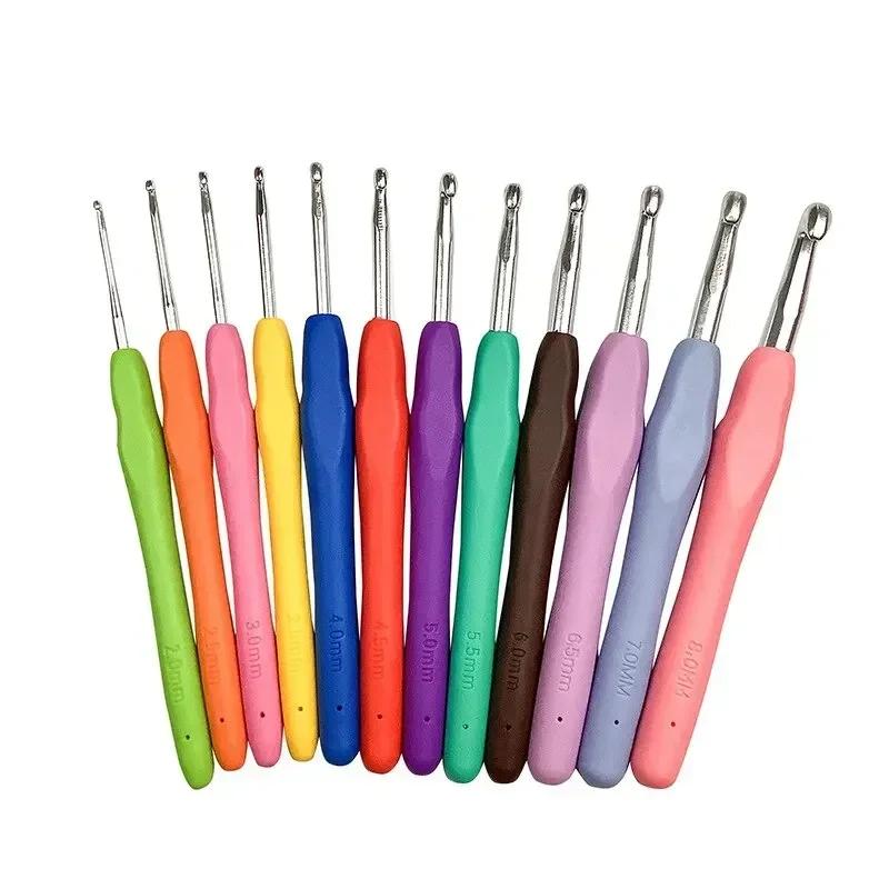 

9Pcs Crochet Hooks Kits Hand Knitted Crochet Colorful Rubber Handle Knitting Ergonomics Handle DIY Crochet Kits VIE LENTE