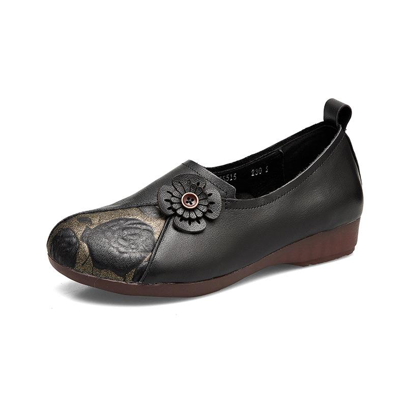 Women's Shoes Head Cowhide Leather Shoes Handmade Flat Shoes Single Shoes Leather Shoes