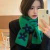 Fresh Hyuna Small Flower Double Sided Knitted Scarf for Women Winter Korean Version Versatile Ins Student Warm Woolen Scarf