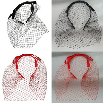 Eleganter Fascinator Stirnband mit Schleier Vintage Französische Stile Haarreif mit Schleife für Frauen Teeparty und Cocktail-Event