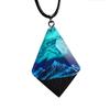 Handcrafted Necklace Adornment with Enchanting Landscape Inside Eye Catching Neckchain with Glow Snow Mountain Pendant