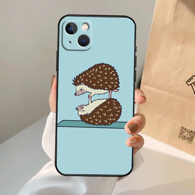 Kawaii Hedgehog Heart Cute Phone Case For iPhone 17 Air 16 15 13 11 12 14 Pro Max 13 12 mini 15 16 Plus 16e Cover Coque