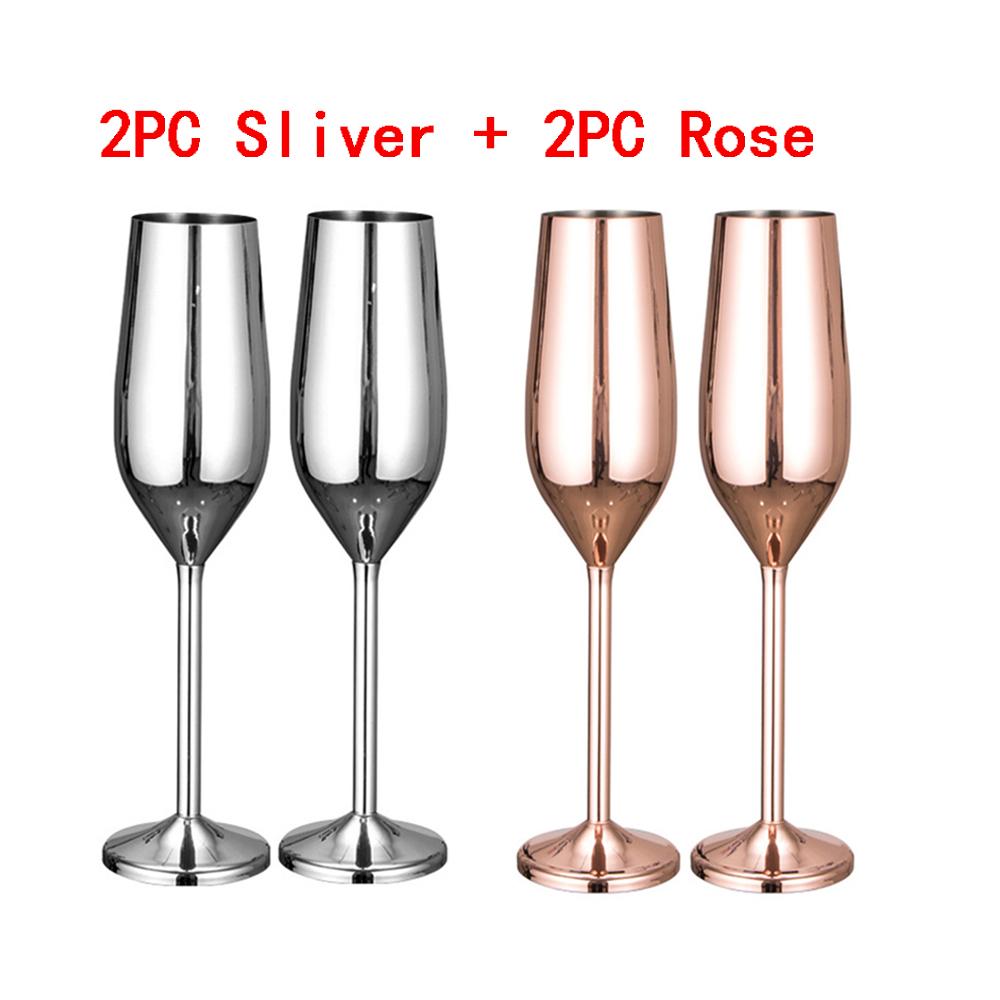 2/4 ks nerezové oceli 304 pohár na víno sklenice na flétnu, šampaňské, kreativní koktejlové sklenice, párty barové nádobí, kuchyňské náčiní, restaurace