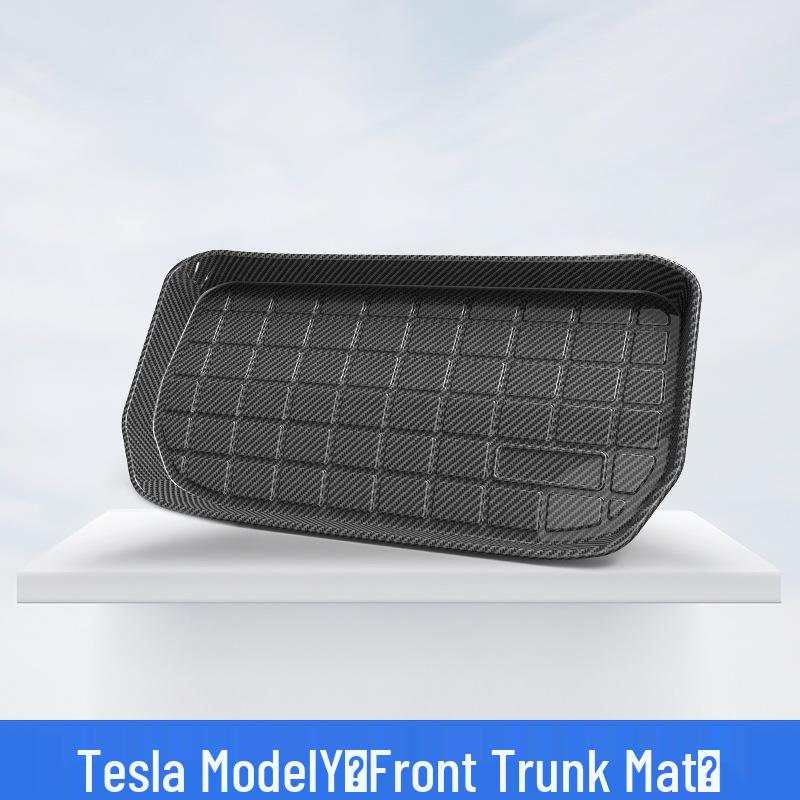 

Коврики в багажник с текстурой углеродного волокна для Tesla Model 3 и Y: Экологичные, Водонепроницаемые TPV Коврики для Передних и Задних Сидений. Black