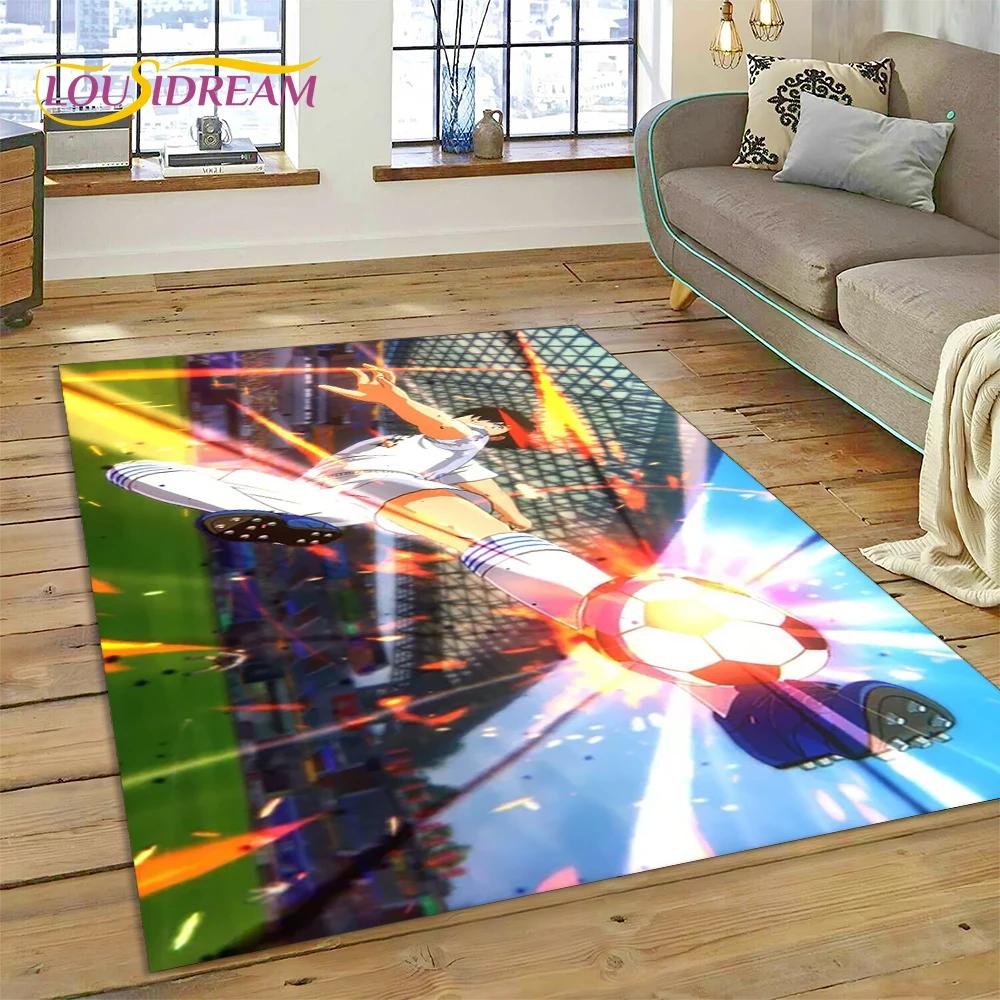 3D Cartoon Captain Tsubasa Fußballteppich für Schlafzimmer Wohnzimmer Heimsofa Dekoration, Kinderspiel Große Dekor Bodenmatte