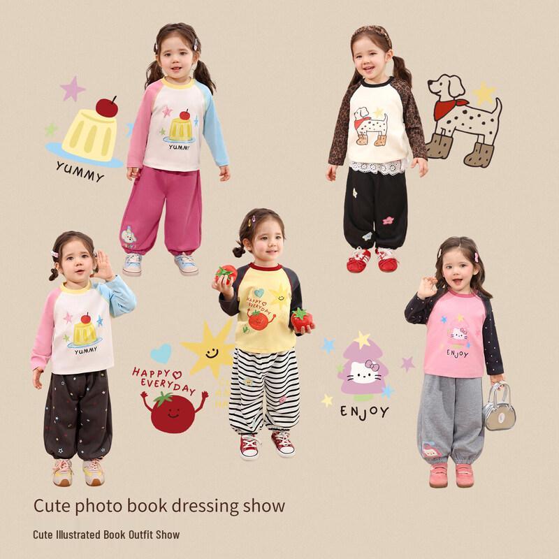 LUSON Baby Girl's Cartoon Raglan Long-Sleeve T-Shirt